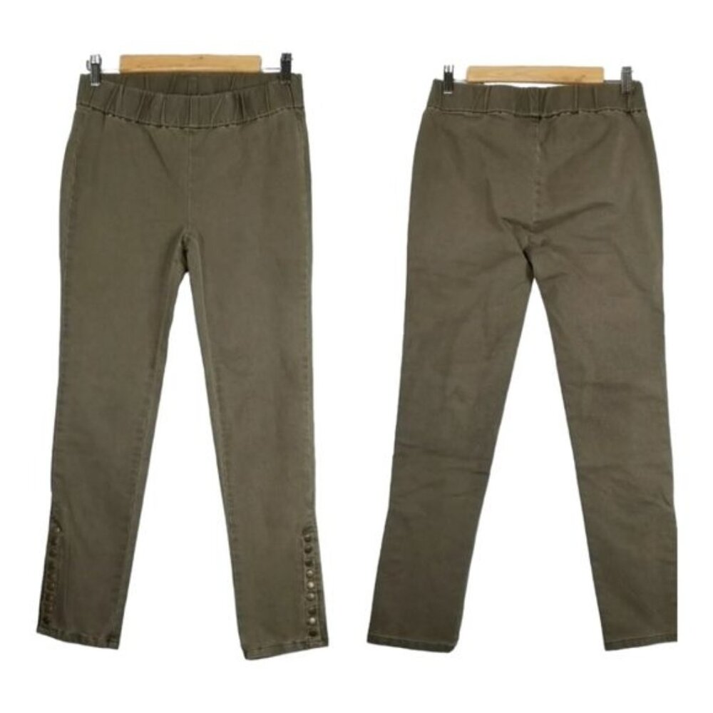 Soft Surroundings Metro Denim Snap Ankle Army‎ Green Pants